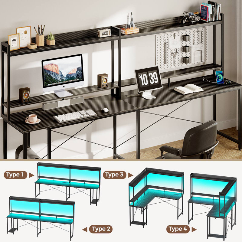 Inbox Zero Kyondra LShaped Gaming Desk with Hutch & Reviews Wayfair